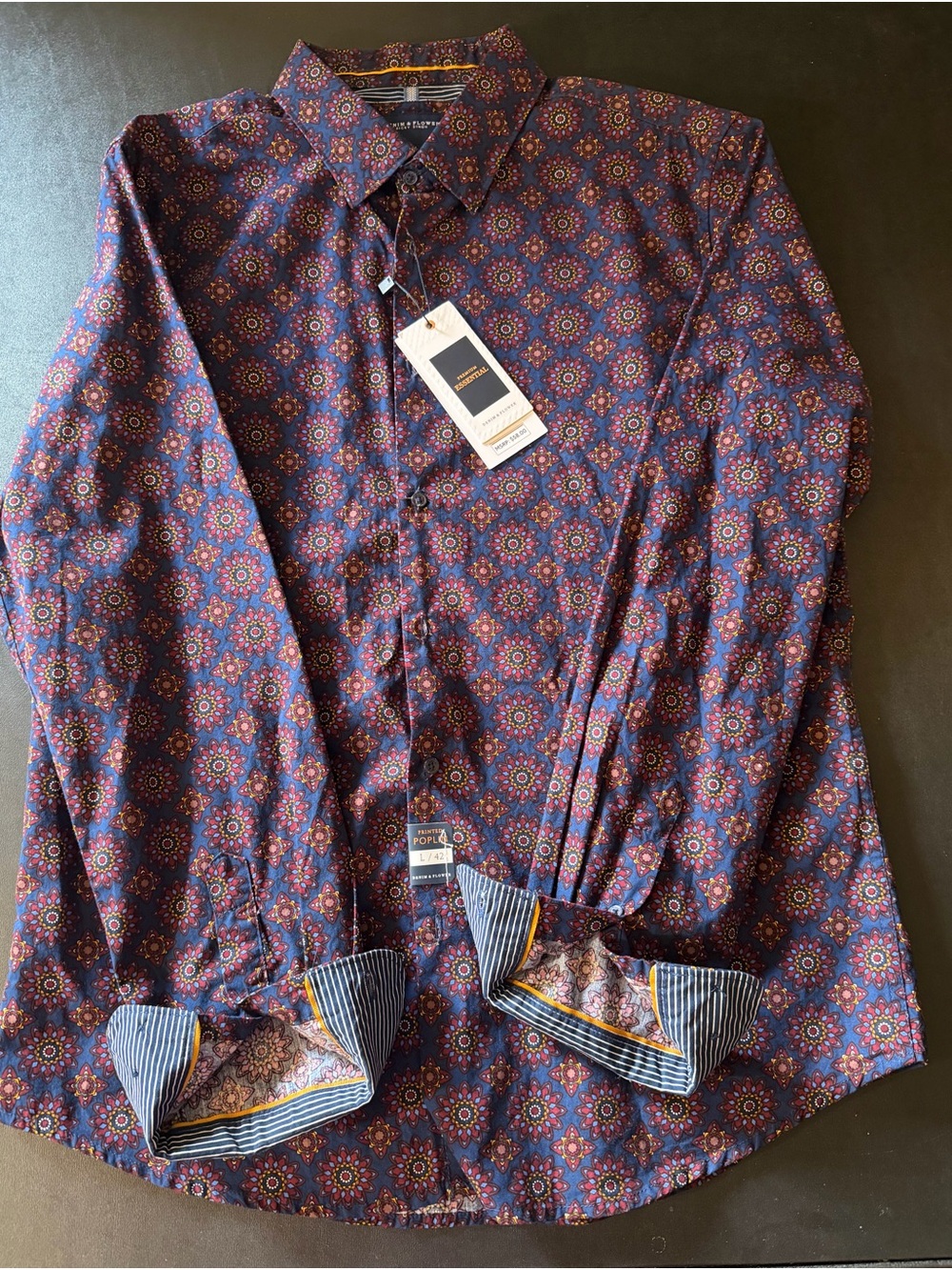 Men's Denim & Flower Navy Patterned Dress Shirt